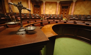 Decorative Scales Of Justice In The Courtroom